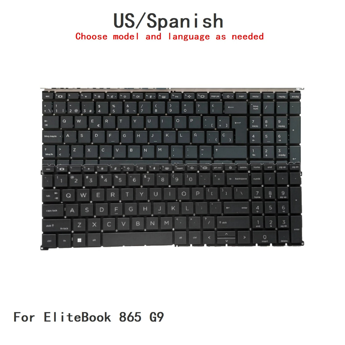 New US Spanish Language  Backlit Keyboard For HP EliteBook 865 G9 Notebook PC Replacement Keyboard  HP laptop repair parts