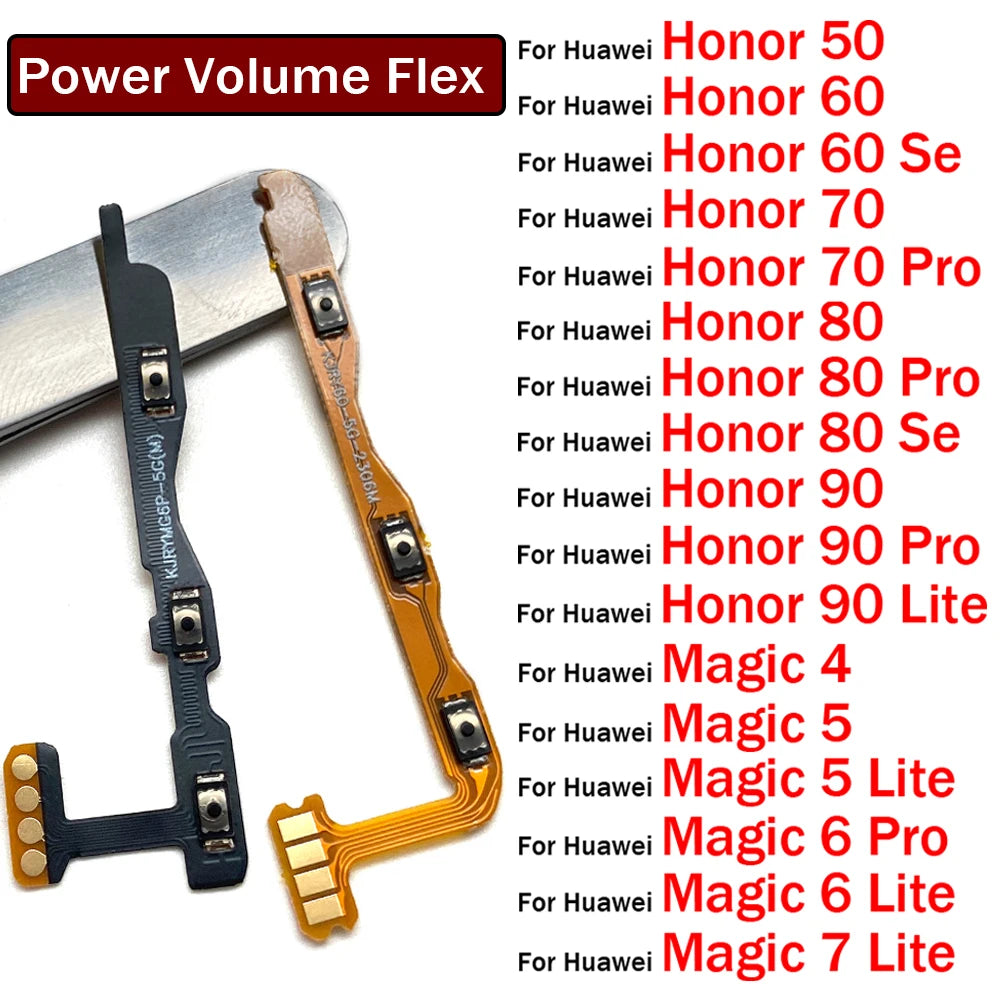 Power Switch On/Off Button Volume Key Button Flex Cable For Huawei Honor 50 60 70 80 90 Pro Se Lite Magic 4 5 6 7 Pro Lite Huawei phone repair parts