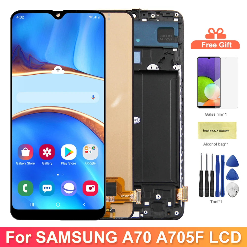 A70 SM-A705F A705FN/DS Display Screen With Frame For Samsung Galaxy A70 LCD Display Touch Screen Digitizer Assembly Replacement Samsung phone repair parts