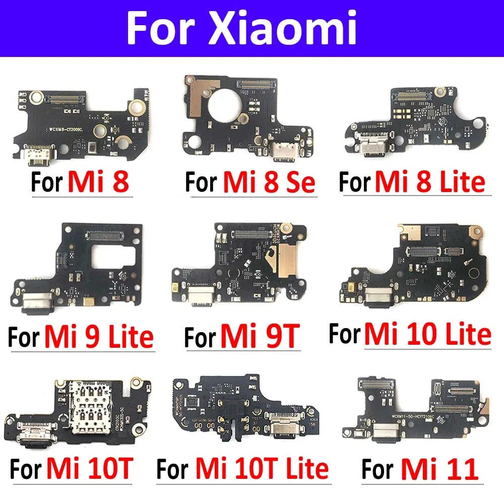 New USB Charging Port Board Flex Cable Connector Parts For Xiaomi Mi 8 9 9T 10T 10 11 12 Lite Pro Microphone Module  Xiaomi  Xiao mi phone repair parts
