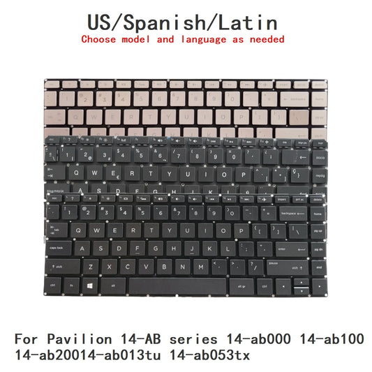 New US Spanish Latin Language  Backlit Keyboard For HP Pavilion 14-AB series 14-ab000 14-ab100 14-ab20014-ab013tu 14-ab053tx  HP laptop repair parts