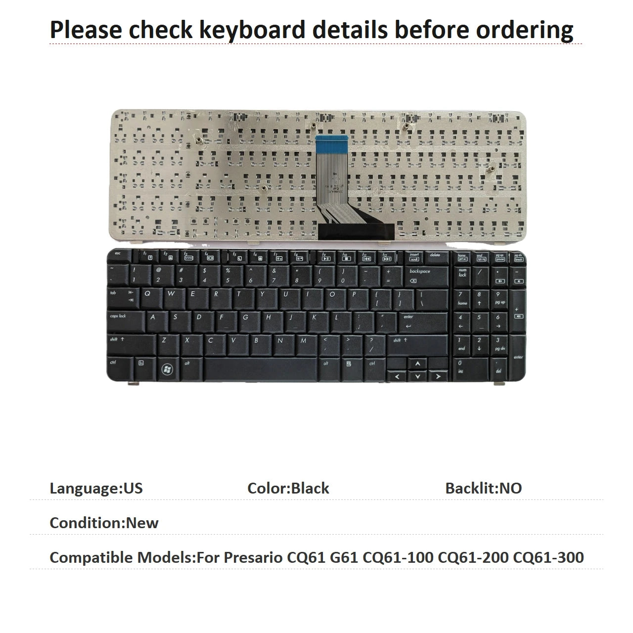 New US Spanish Language  Keyboard For HP Presario CQ61 G61 CQ61-100 CQ61-200 CQ61-300 Notebook PC Replacement Keyboard  HP laptop repair parts