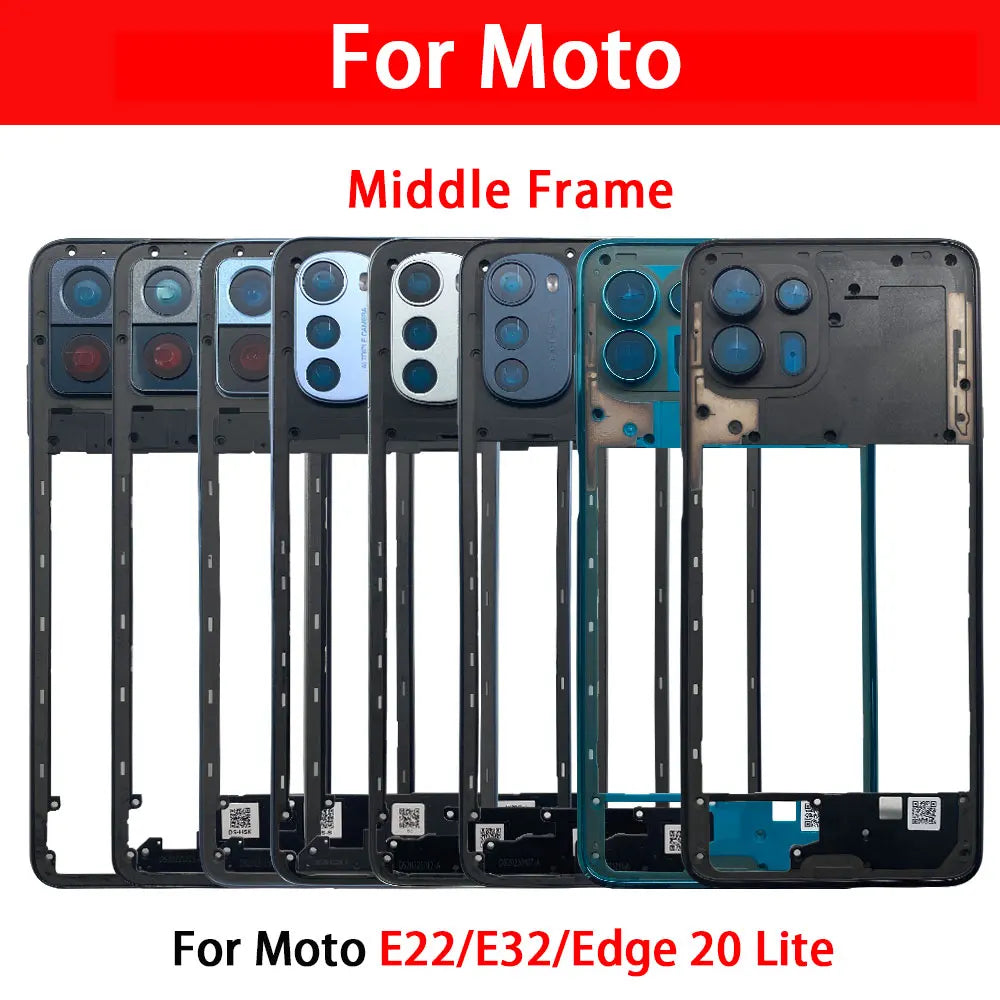 New Middle Frame Cover For Motorola For Motorola Moto E22 E32 E13 E22i Edge 20 Lite Middle Housing with Lens Frame Parts Motorola phone repair parts