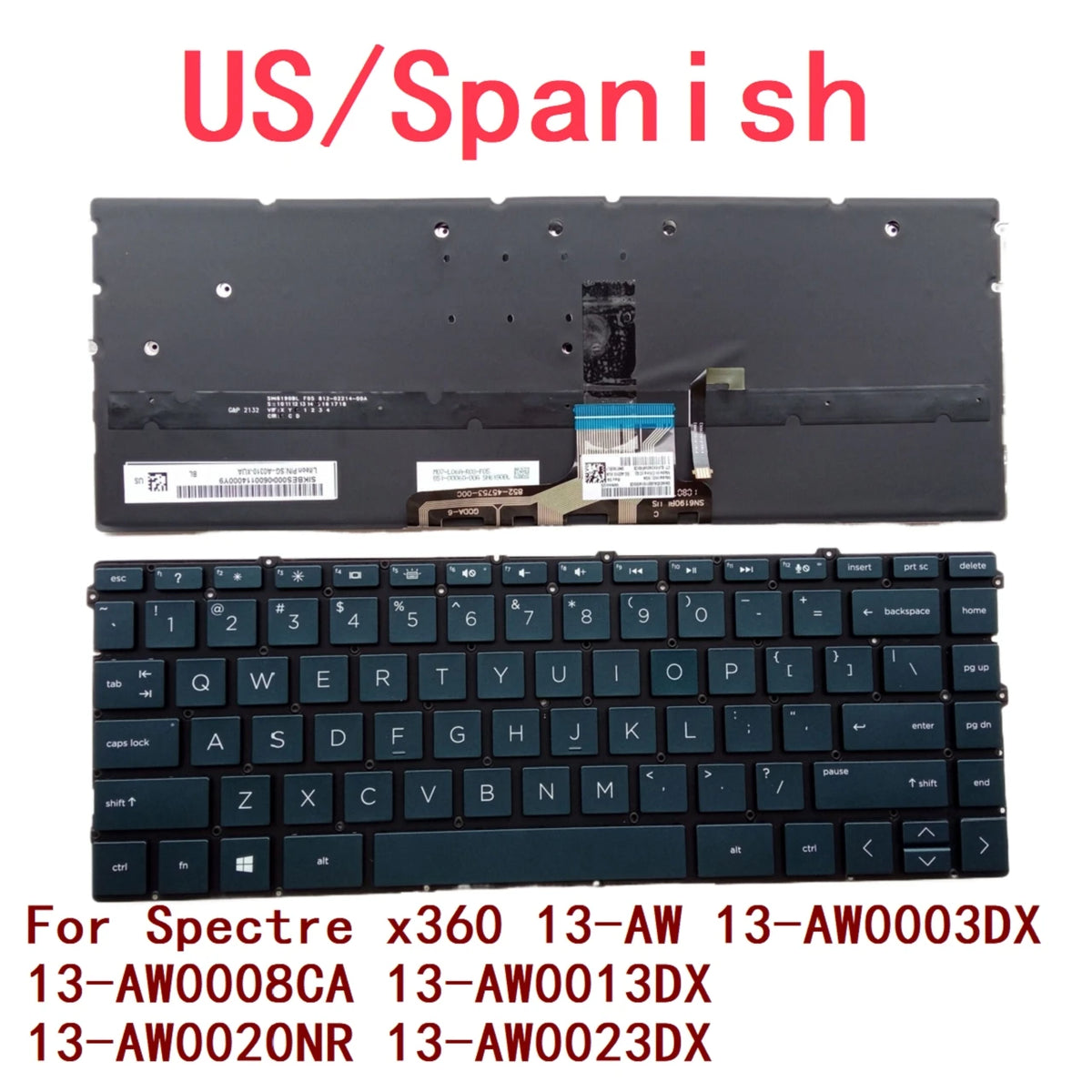 New US Spanish Laptop Backlit Keyboard For HP Spectre x360 13-AW 13-AW0003DX 13-AW0008CA 13-AW0013DX 13-AW0020NR 13-AW0023DX  HP laptop repair parts