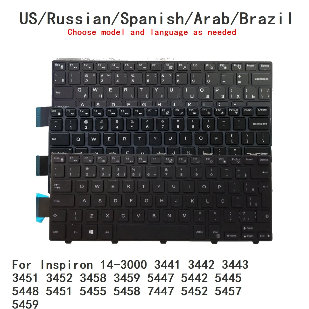 US RU SP AR BR Backlit Keyboard For Dell Inspiron 14-3000 3441 3442 3443 3451 3452 3458 3459 5447 5442 5445 5448 5451 5455 5458Dell laptop repair parts