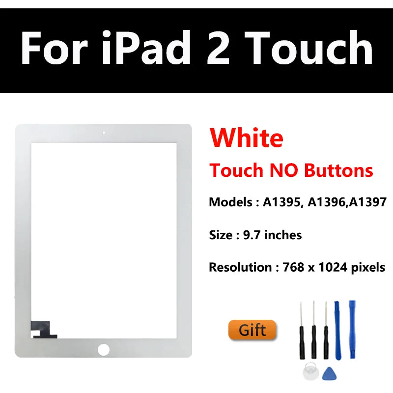 New Touch Screen For Apple iPad 2 IPad3 IPad4 A1416 A1430 A1403 A1458 A1459 LCD Outer Digitizer Sensor Glass Panel Replacement  iPad repair parts