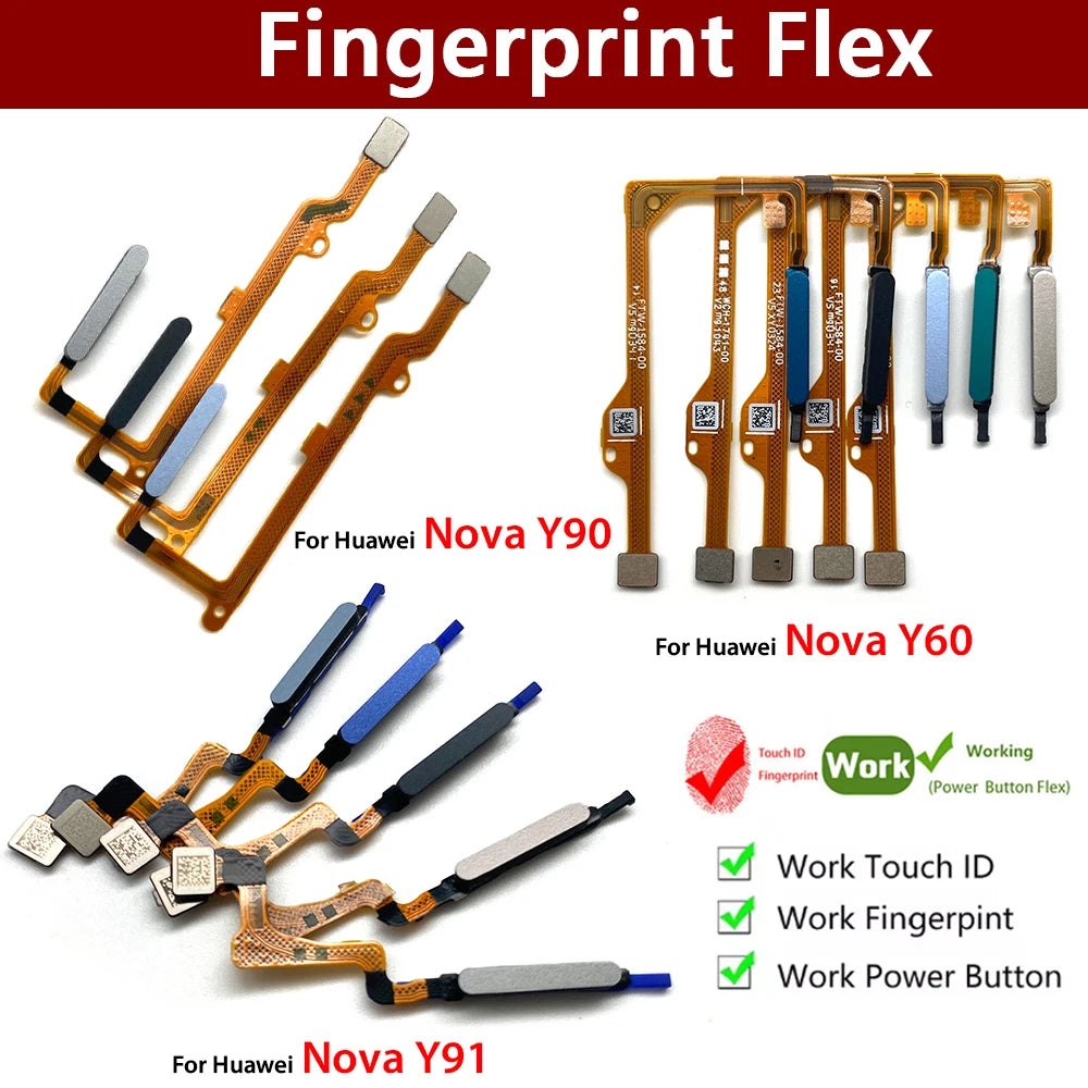 New For Huawei Nova Y60 Y61 Y90 Y91 Fingerprint Sensor Home Return Key Menu Button Flex Ribbon Cable Huawei phone repair parts