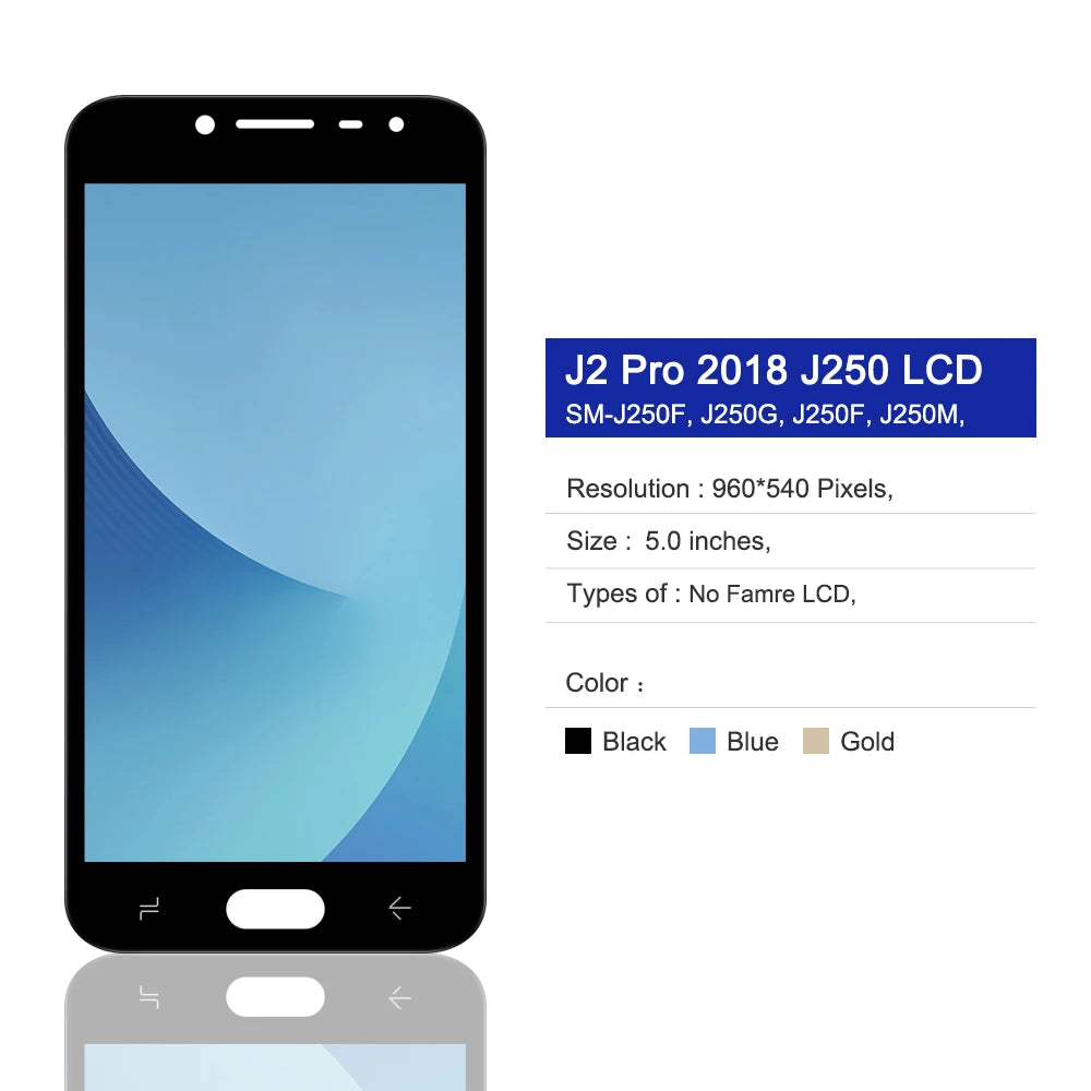Adjust Brightness J250 LCD For Samsung Galaxy J2 Pro 2018 Display Touch Screen Digitizer Assembly For Samsung J250 J250F J250H Samsung phone repair parts