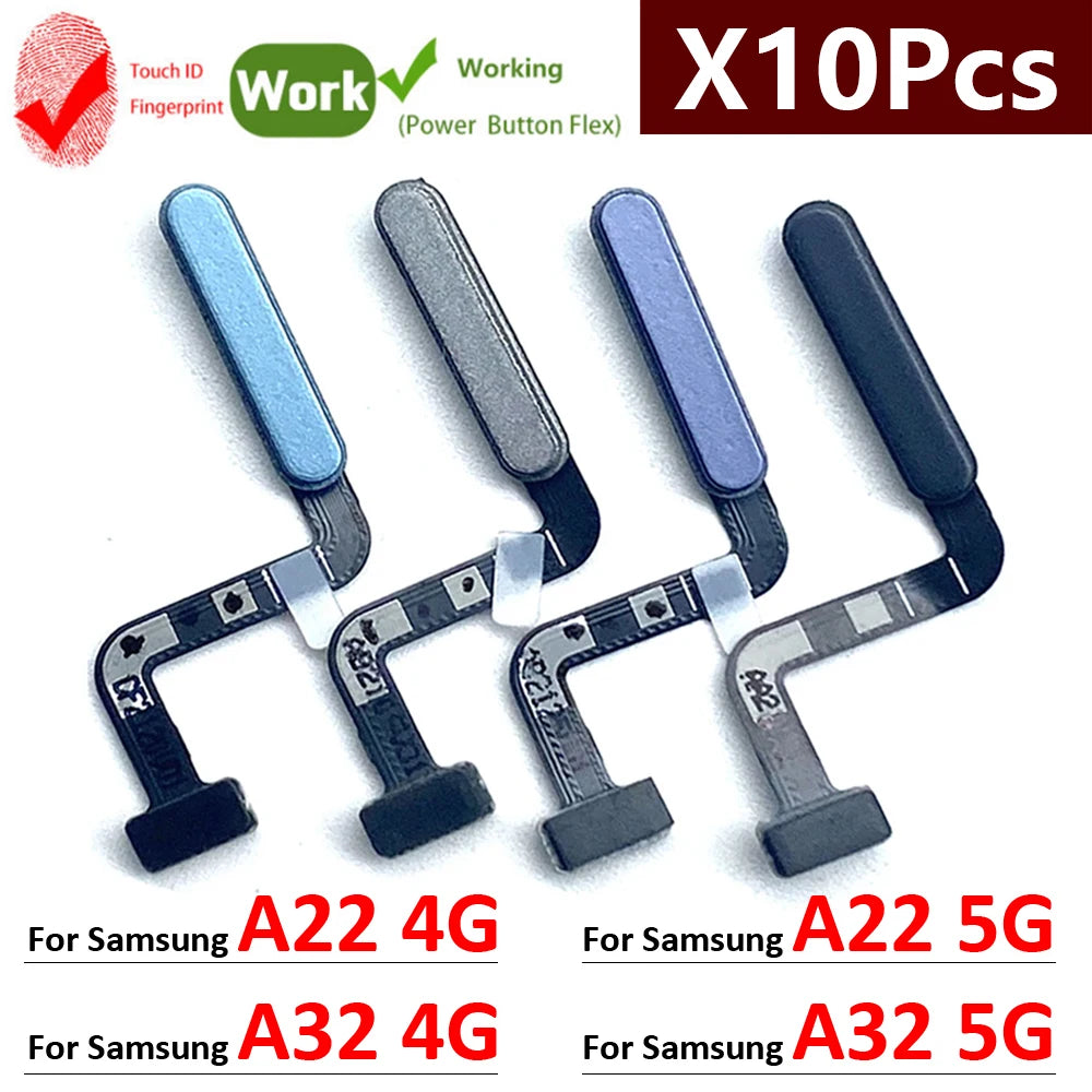 10Pcs, New For Samsung A22 A32 4G 5G Fingerprint Sensor Home Return Key Menu Button Flex Ribbon Cable Samsung phone repair parts
