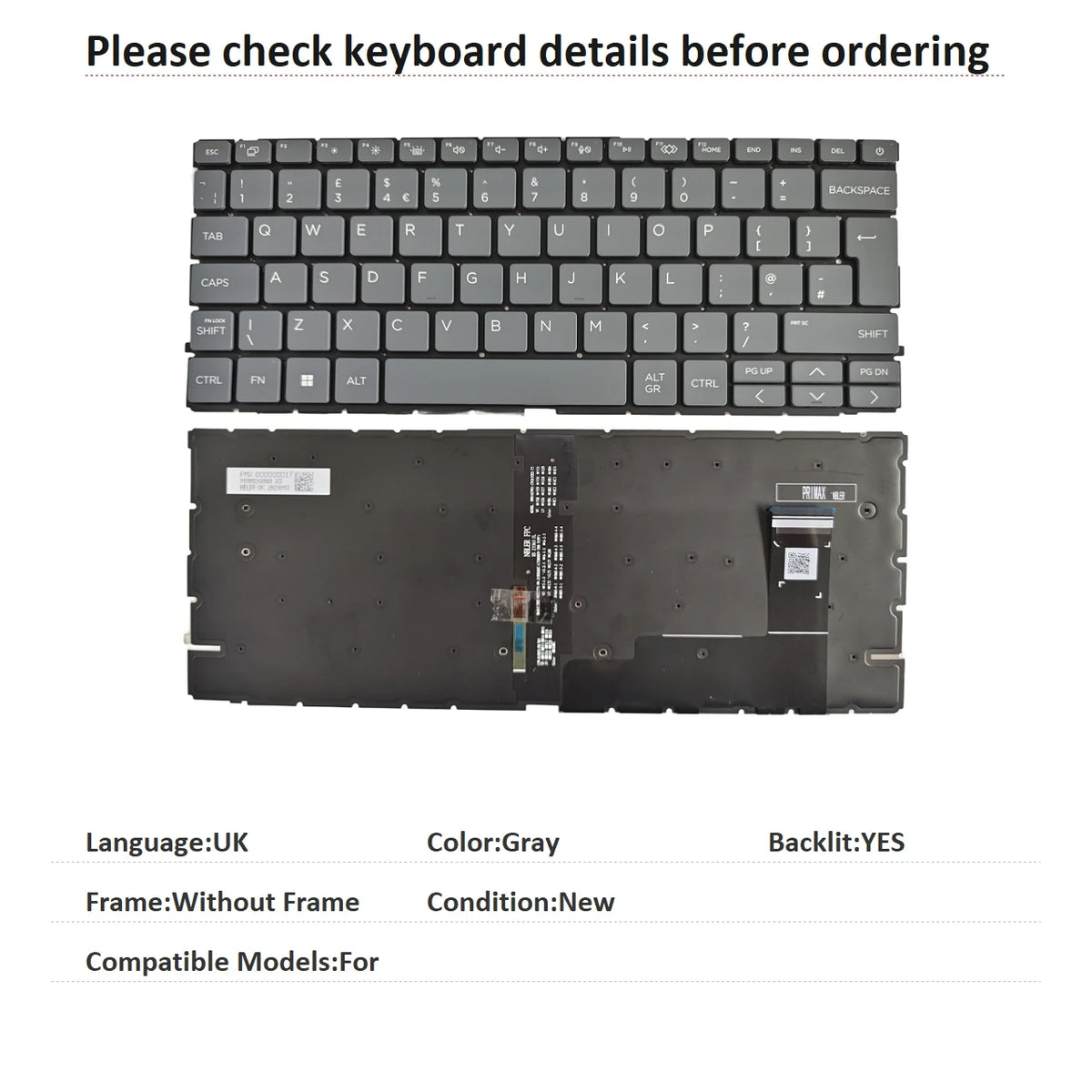 New US Spanish Latin UK Language  Backlit Keyboard For HP  Notebook PC Replacement Keyboard  HP laptop repair parts