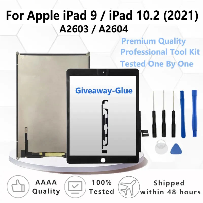 10.2"For Apple iPad 9 / iPad 10.2 (2021) Touch Screen Digitizer Glass Panel & LCD Display A2603 / A2604 Tablet Screen  iPad repair parts