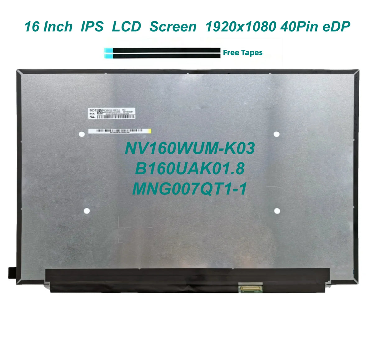 16 Inch LCD Touch Screen NV160WUM-K03 MNG007QT1-1  B160UAK01.8 For Lenovo IdeaPad Slim 5 16AKP10 16IAH10 16IRH10/R Display Panel Lenovo laptop repair parts