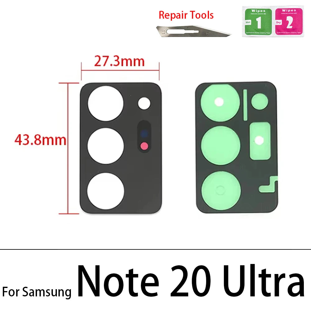 10Pcs, Back Rear Camera Glass Lens For Samsung S8 S9 S10 Plus 5G S10e Note 8 9 10 Plus Lite 20 Ultra With Adhesive Sticker Samsung phone repair parts