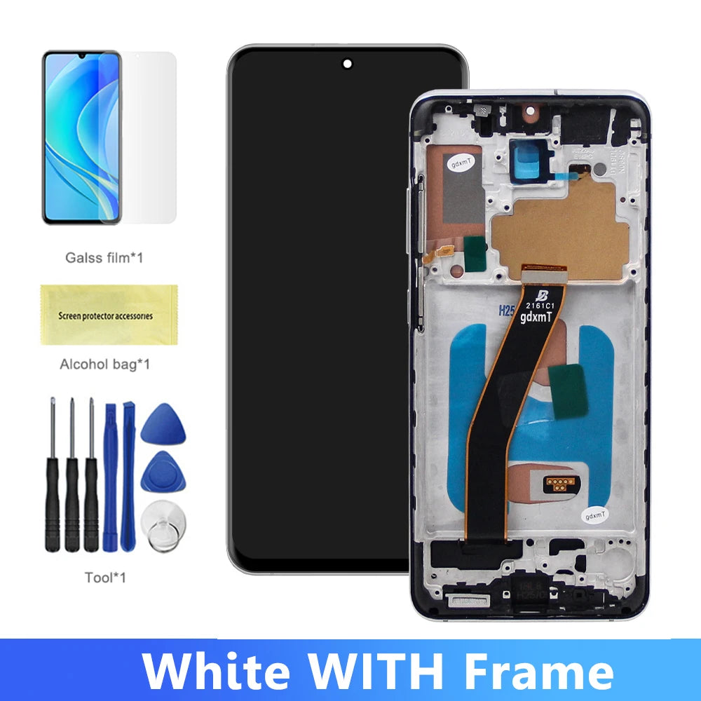 For Samsung S20 4G Touch Screen G980 G980F G980F/DS LCD Display Touch Screen Digitizer with Frame Replacement 100% Tested Samsung phone repair parts