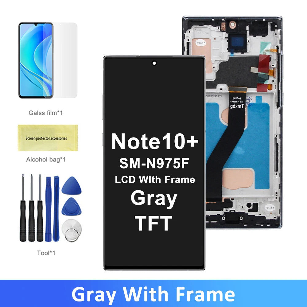 Note 10 Plus LCD Screen Assembly for Samsung Galaxy Note10+ N975F N975F/DS Lcd Display Touch Screen with Frame Display Parts Samsung phone repair parts