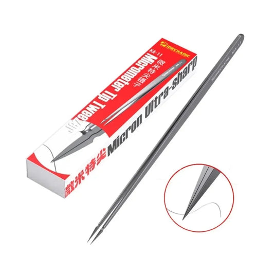 MECHANIC KA-11 Special Pointed Micrometer Tweezers Non-magnetic Phone Repair Tool For Precision Electronic Component Jump Wire Professional Repair Tools