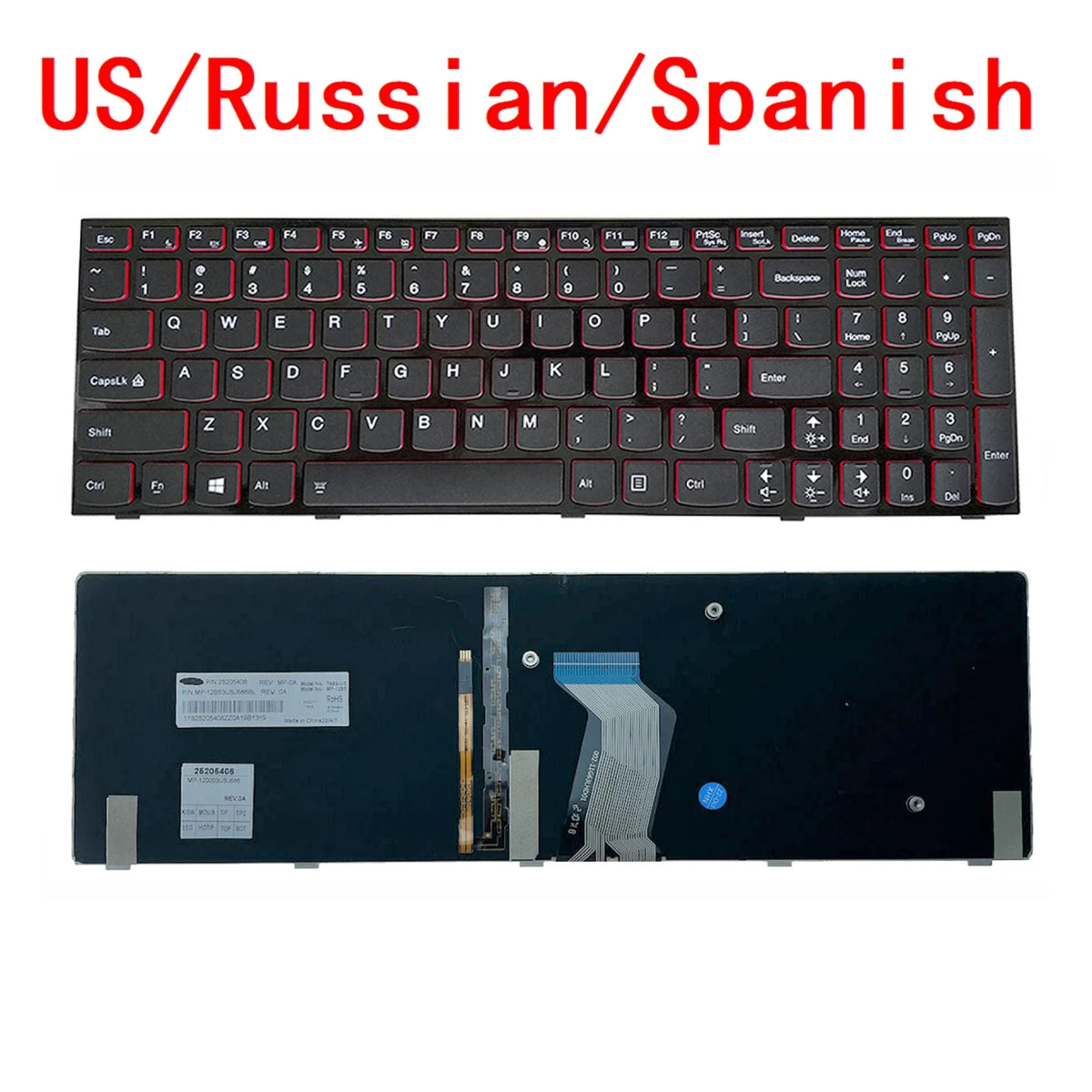 New US Russian Spanish Laptop Backlit Keyboard For Lenovo Y500 Y500N Y500NT Y510 Y510P Y590 Y590N Notebook PC Replacement Lenovo laptop repair parts