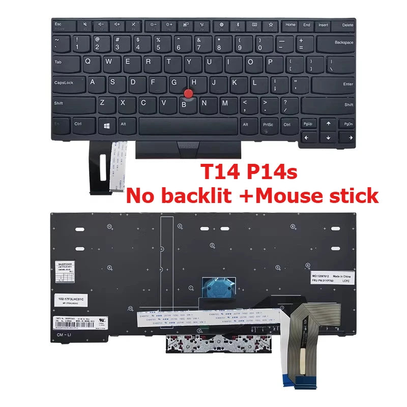 Keyboard for Lenovo  Thinkpad E14 R14 E15 T14 T15 L14 L15 T14S p14s S3 GEN2 backlight mouse stick KEYBOARD Lenovo laptop repair parts