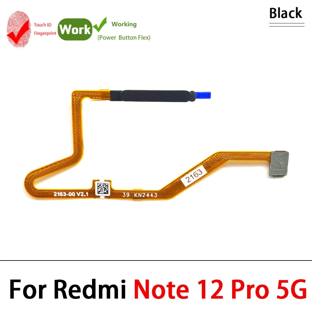 For Xiaomi Redmi Note 12 Pro Plus 4G 5G Home Button Fingerprint Sensor Flex With Power Key Button Flex Cable  Xiaomi  Xiao mi phone repair parts