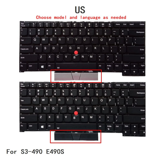 New US Language  Backlit Keyboard For Lenovo Thinkpad S3-490 E490S Notebook PC Replacement Keyboard Lenovo laptop repair parts