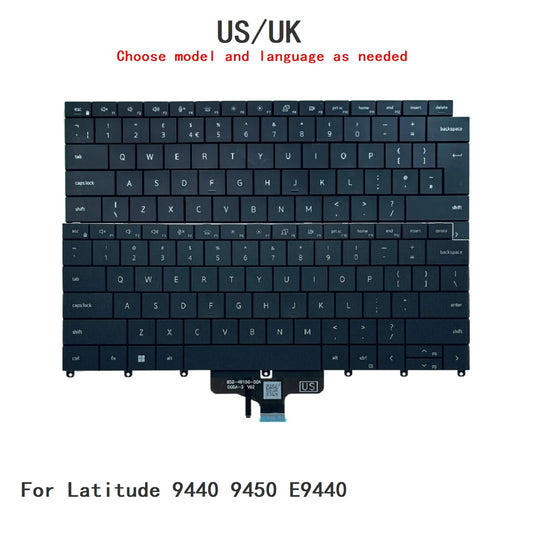 New US UK Language  Backlit Keyboard For Dell Latitude 9440 9450 E9440 Notebook PC Replacement Keyboard 0242RJDell laptop repair parts