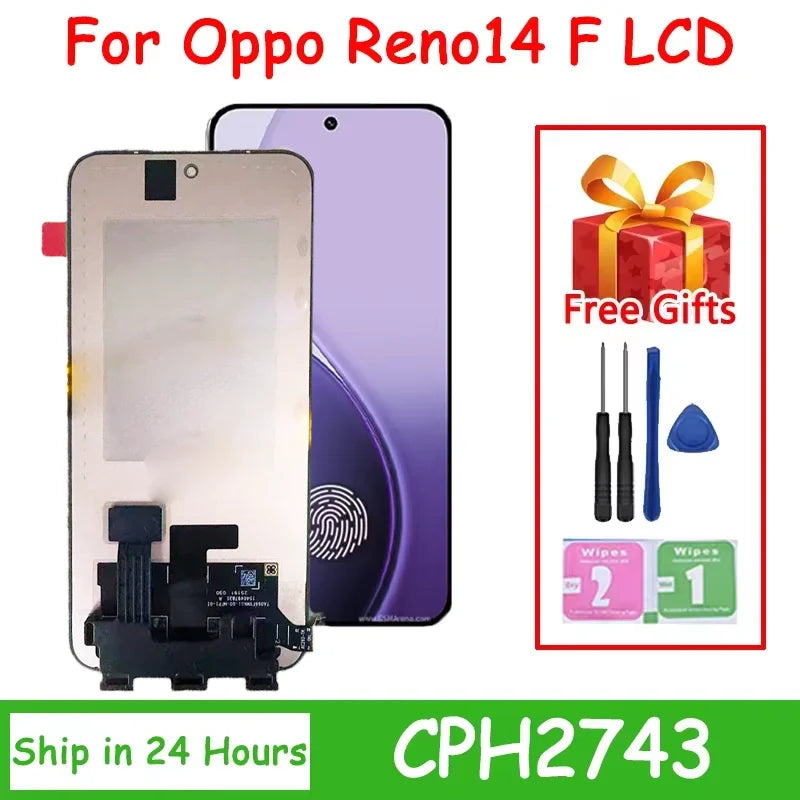 6.57'AMOLED 120Hz for Oppo Reno14 F LCD CPH2743 Display With Touch Screen Digitizer Assembly Reno 14F Display Replacement Oppo phone repair parts Realme phone repair parts