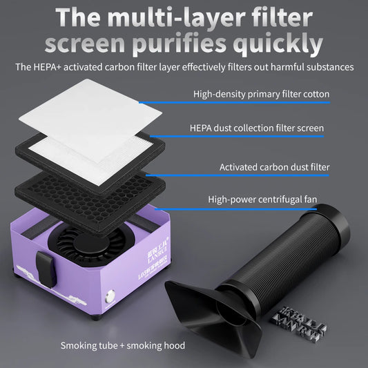 Lanrui L03 Solder Smoke Purifier Fume Extractor Powerful Suction Smoke for Welding Smoke Absorption Efficient 3 Layer Filtration Professional Repair Tools