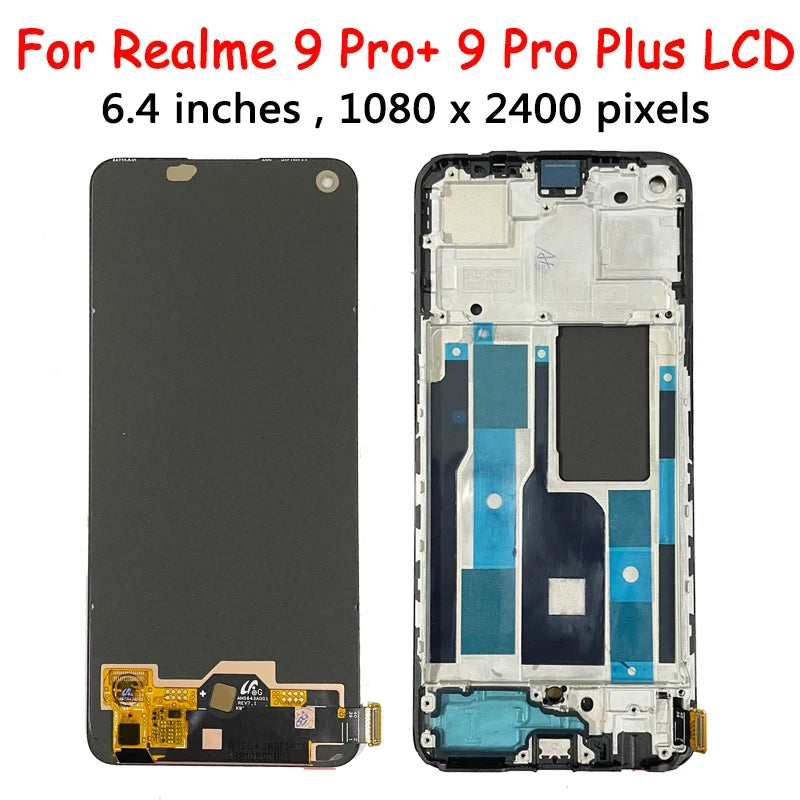 6.4' New For Oppo Realme9 4G RMX3521 LCD Display Touch Panel Digitizer For Realme 9 Pro+ 9Pro Plus RRMX3392 With Fingerprint  Oppo phone repair parts
