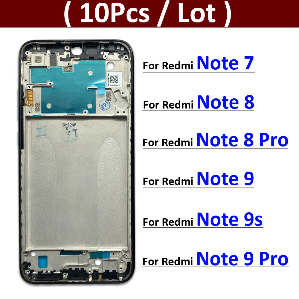 10Pcs/Lot, Housing Middle Frame Bezel Middle Replacement Parts Middle Frame For Xiaomi Redmi Note 7 8 9s Pro  Xiaomi  Xiao mi phone repair parts
