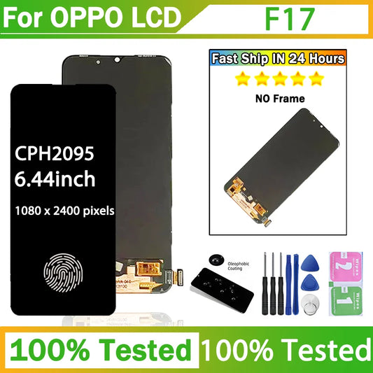 CPH2095 Premium LCD For Oppo F17 LCD Display Touch Screen Digitizer Panel Assembly F17 LCD Replacement Repair Parts Oppo phone repair parts Realme phone repair parts