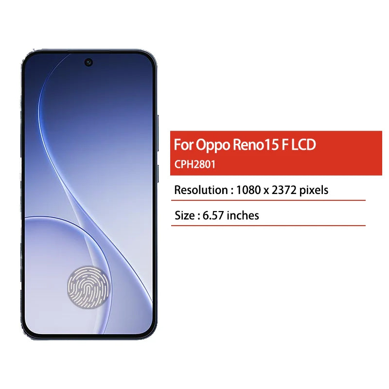 6.57”AMOLED 120Hz For Oppo Reno15 F 5G CPH2801 LCD Display Touch Screen Digitizer Assembly For Oppo Reno 15F 5G Display  Oppo phone repair parts