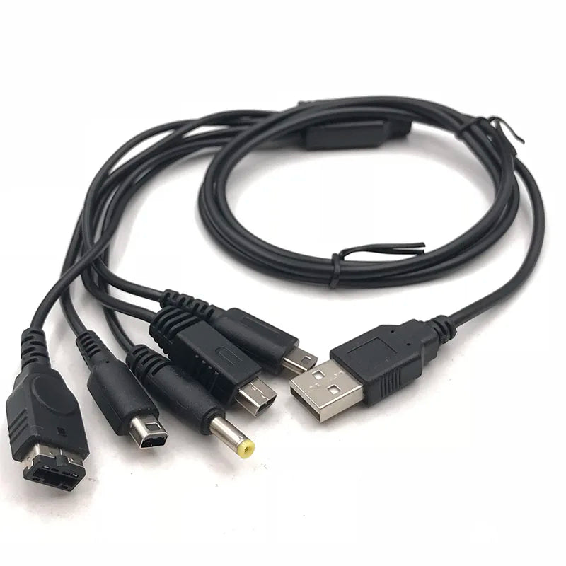 5 In 1 USB Charging Cable For Nintendo New 3DS XL NDS Lite Ndsi XL Wii U Charger Cable For Nintendo GBA SP For Sony PSP 1000/200 Game console repair parts
