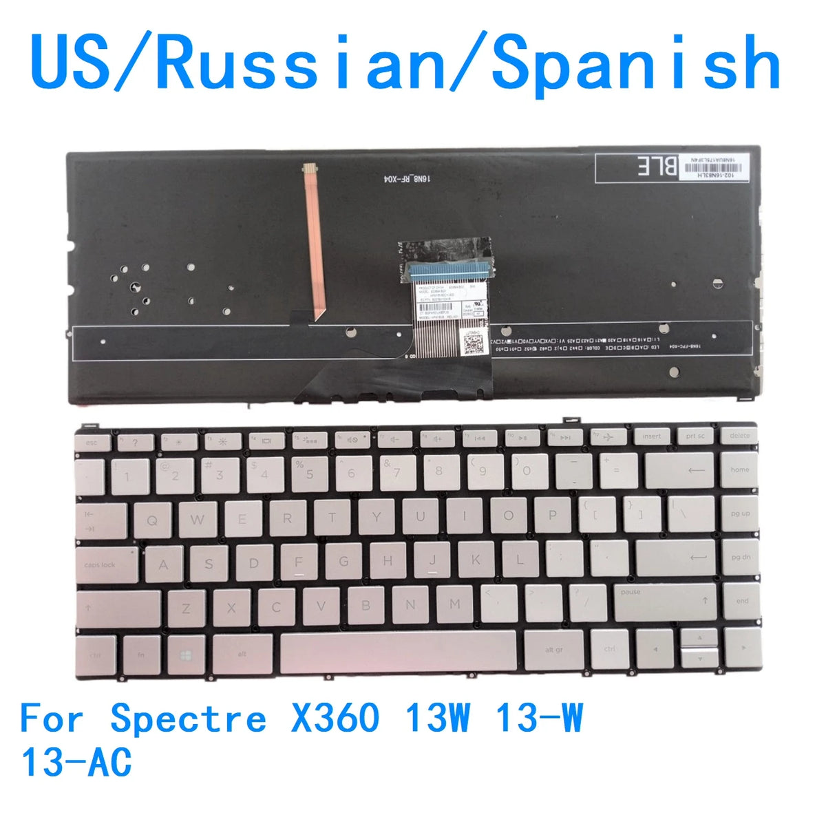 New US Russian Spanish language  Backlit Keyboard For HP Spectre X360 13W 13-W 13-AC Notebook PC Replacement Keyboard  HP laptop repair parts