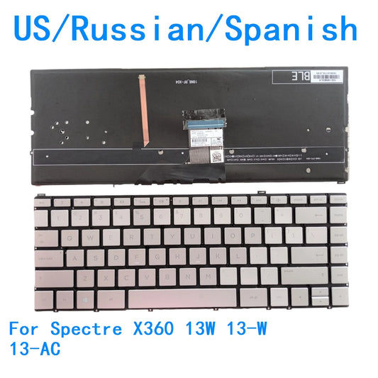New US Russian Spanish language  Backlit Keyboard For HP Spectre X360 13W 13-W 13-AC Notebook PC Replacement Keyboard  HP laptop repair parts