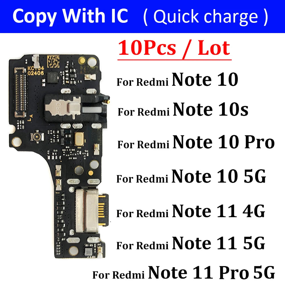 10Pcs, Charger Board Flex For Xiaomi Redmi Note 7 8 8T 9 9s 10 10s 11 12 Pro 4G 5G USB Port Connector Dock Charging Flex Cable Xiaomi  Xiao mi phone repair parts