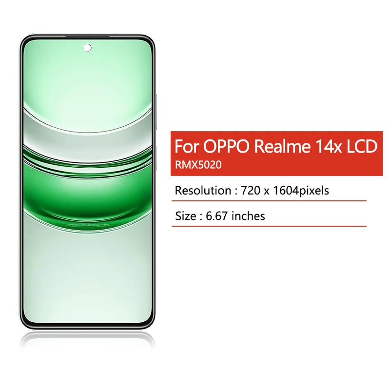 6.67"Screen For Oppo Realme 14x RMX5020 LCD Display Screen Frame Touch Digitizer For Realme 14X 5G Display Frame Oppo phone repair parts Realme phone repair parts