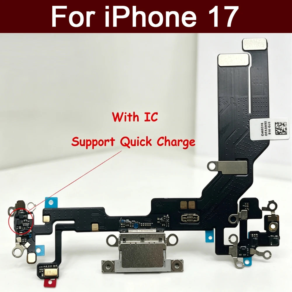 New For iPhone 17 / For iPhone 16E USB Micro Charger Charging Port Dock Connector Microphone Board Flex Cable iPhone phone repair parts