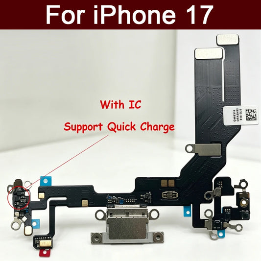 New For iPhone 17 / For iPhone 16E USB Micro Charger Charging Port Dock Connector Microphone Board Flex Cable iPhone phone repair parts