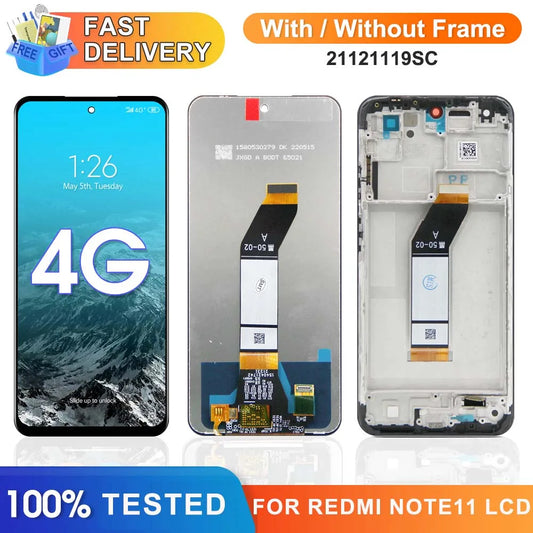 6.5" Screen for Xiaomi Redmi Note 11 4G 21121119SC Lcd Display Digital Touch Screen with Frame for Redmi Note 11 4G Replacement Xiaomi phone repair parts