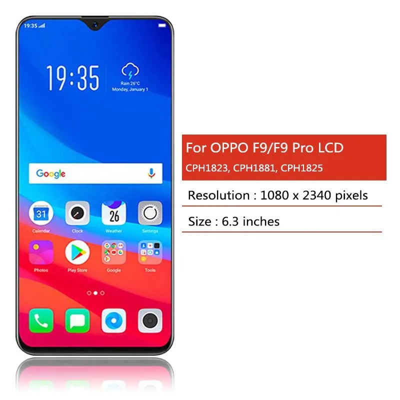6.3''High Quality For OPPO F9 CPH1823 CPH1881 CPH1825 LCD Screen Touch Digitizer With Frame Assembly For OPPO F9 Pro LCD Screen Oppo phone repair parts Realme phone repair parts
