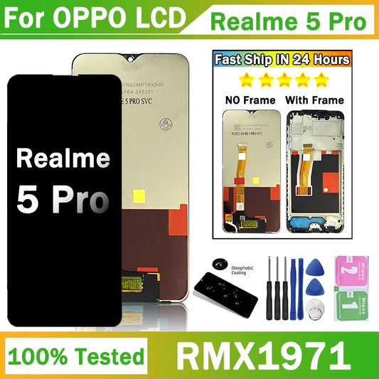 6.3”Tested For OPPO Realme 5 Pro 5Pro LCD RMX1971 Display Touch Panel Screen Sensor Assembly For Realme5 Pro Display Screen  Oppo phone repair parts