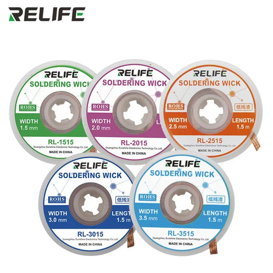 RELIFE Soldering Wick for Phone BGA PCB Tin Removal 1.5 2.0 2.5 3.0 3.5mm 1.5m Low Residue Desoldering Braid Welding Tool Line Professional Repair Tools