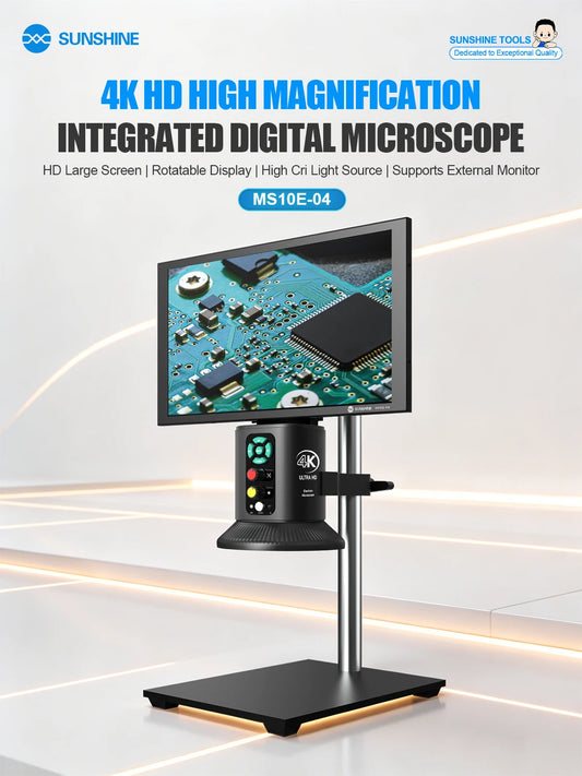 SUNSHINE MS10E-04 4K High-definition Electron Microscope 10.1 Inches, High Display Light Source, Supports External Display Professional Repair Tools