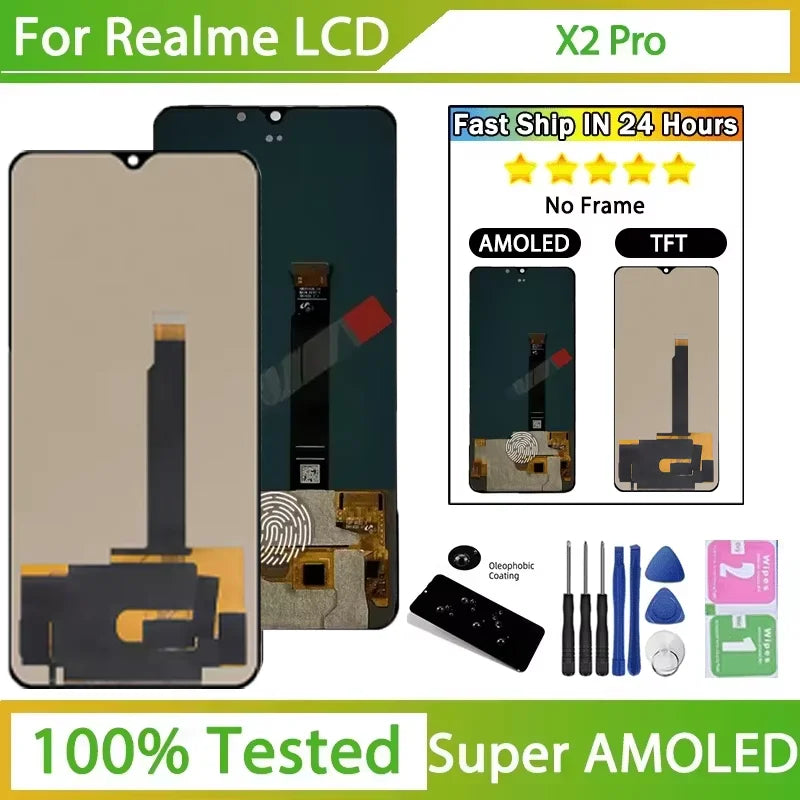 TFT/AMOLED For Realme X2 Pro RMX1931 LCD Display Touch Screen Digitizer For Realme X2Pro Display Replacement Repair Parts Oppo phone repair parts Realme phone repair parts