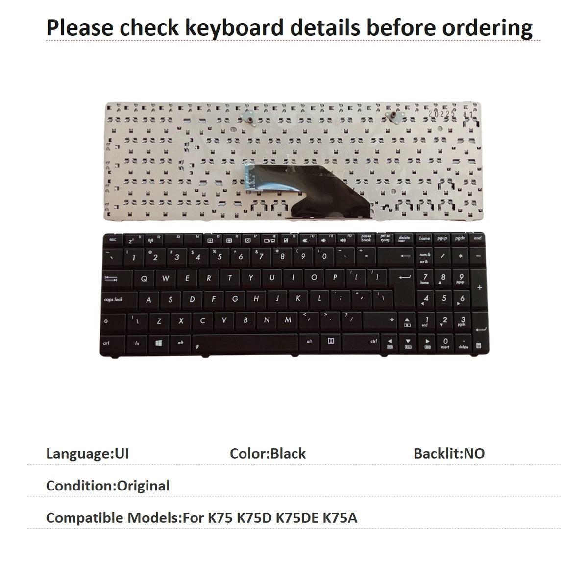 New UI Russian Language  Keyboard For ASUS K75 K75D K75DE K75A Notebook PC Replacement Keyboard ASUS laptop repair parts