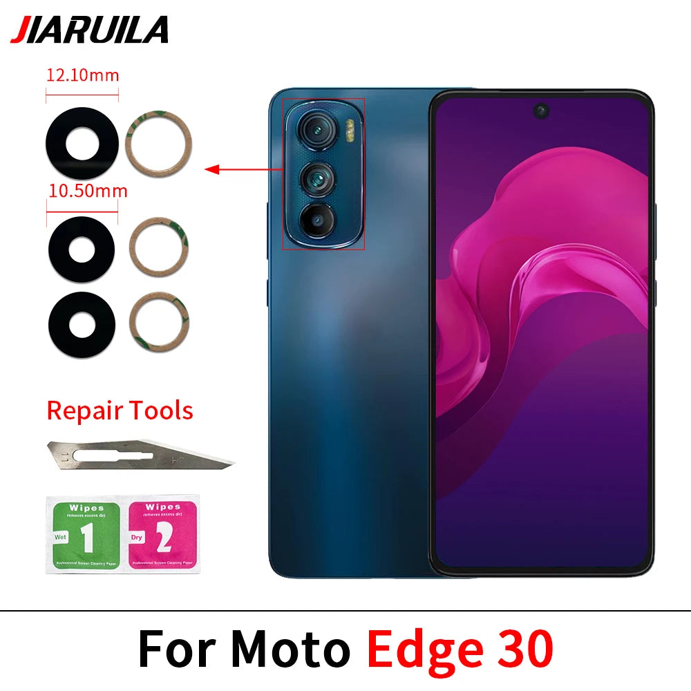 10Pcs, Camera Glass For Motorola Moto Edge 20 30 40 Pro Lite Neo Fusion Rear Back Camera glass Lens With Glue Adhesive Motorola phone repair parts