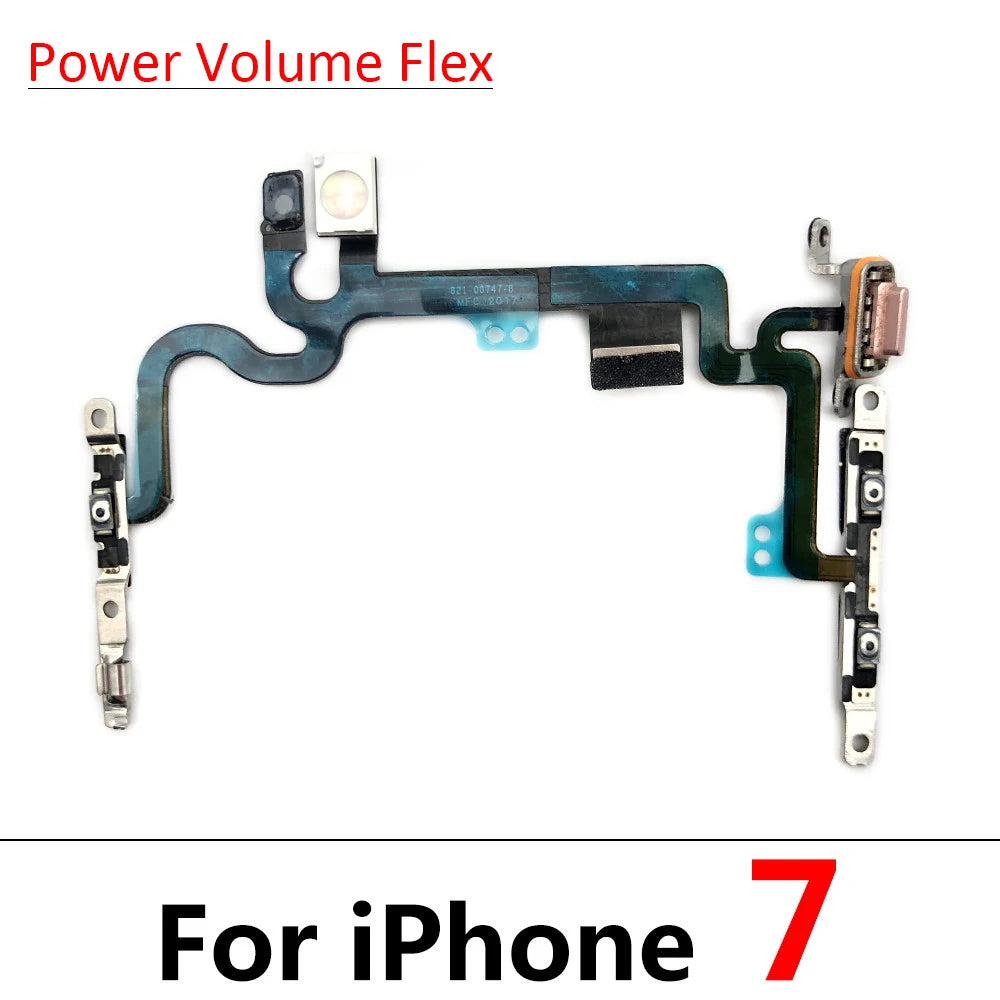 New Power On Off Flex For iPhone 7 7G 8 8G Plus X XR XS Max Volume Up Down Side Button Key Ribbon Flex Cable With Metal iPhone phone repair parts