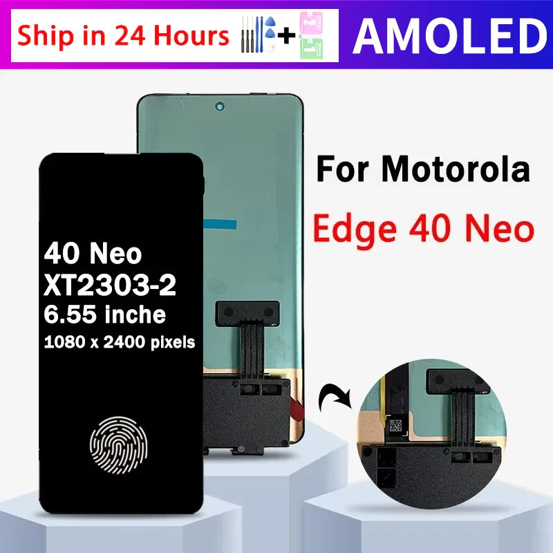 6.55''New AMOLED For Motorola Edge 40 Neo LCD XT2307-1 Display Touch Screen Digitizer Assembly For Moto Edge40 Neo LCD Motorola phone repair parts