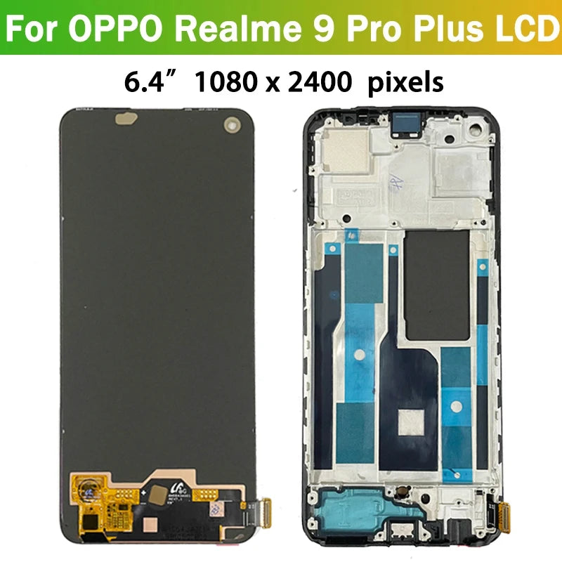 6.4 “For OPPO Realme 9 Pro+ RMX3392, RMX3393 LCD Display Touch Panel Screen Digiziter For Realme 9 Pro 9Pro Plus LCD Frame Oppo phone repair parts Realme phone repair parts