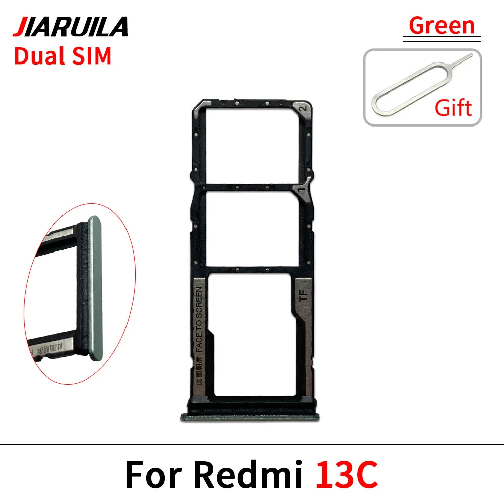 10Pcs ，SIM Card Tray Slot Holder Adapter Accessories For Xiaomi Redmi 12 12C 13 13C 14C Replacement Spare Parts Xiaomi  Xiao mi phone repair parts